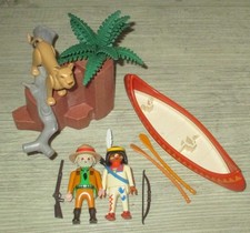 Playmobil 3875 Indianerkanu mit Indianer und Trapper Western ACW Konvolut