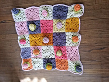 Baby Girl handmade blanket 43 x 43 inches Granny Square 3D flowers, roses