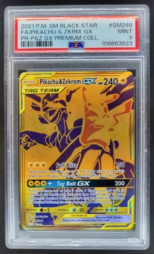 2021 POKEMON SM BLACK STAR #SM248 PROMO FULL ART PIKACHU ZEKROM GX PSA 9 CG4