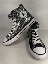 Converse CTAS Chuck Taylor Girl's Hi Top Shoes Size 3 Youth Black Sparkle Glitte