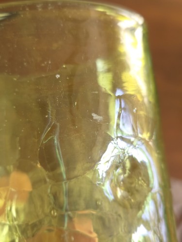 Set of 5 Blenko Crackle Glass Tumblers #418L Pinched Dimpled Olive Green - Picture 22 of 24