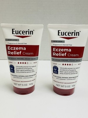 NEW 2pc Eucerin Eczema Relief Cream Lotion - 5oz Tubes Summer Skincare Self Care
