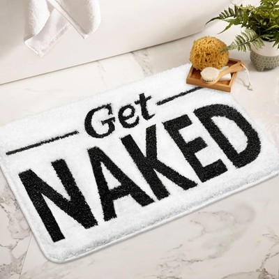 Small Get Naked Bathroom Rugs - Funny Bath Mats Non Slip Cute Carpet for