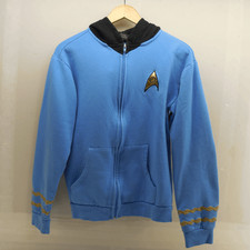 Star Trek Hoodie Mens Medium Blue Full Zip Uniform Costume Fleece Gold Trim