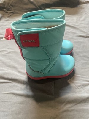 NWOT Crocs Kids Lodgepoint Snow Boots Aqua And Candy Color See Desc