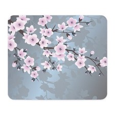 CafePress Cherry Blossom Pink Blue Floral Mousepad 1842313521