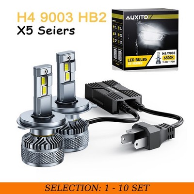 2-20X H4 LED Headlight Bulb CANBUS High Low Beam 30000LM Super Bright AUXITO X5