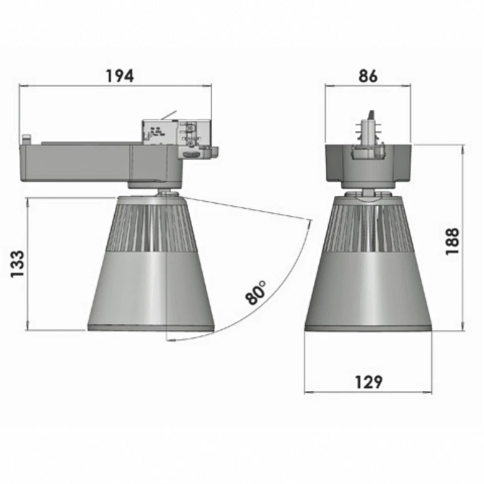 Lival Trigger Lean 55 Watt LED Strahler weiß 3-Phasen 3000K 4900 lm 20° 930 - Bild 2 von 2