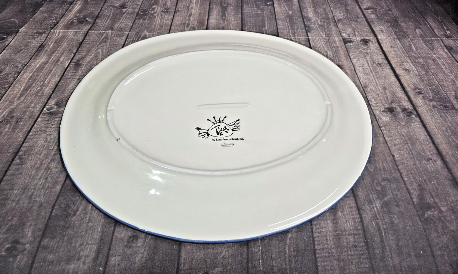 Large Serving Platter Handcrafted Fish Ceramic Tika Lotus Seafood Lemon Pasta