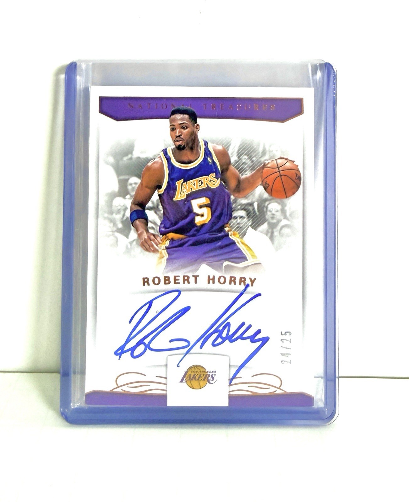 Robert Horry 2017-18 Panini National Treasures Auto /25 #24/25 LA Lakers view 4