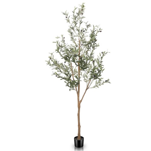 LYERSE 6ft Artificial Olive Tree Tall Fake Potted Olive Silk Tree with ...