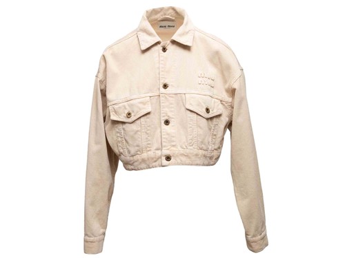 Tan Miu Miu Cropped Corduroy Jacket Size IT 38