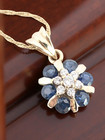 ESTATE SOLID 14K YELLOW GOLD BLUE SPINEL CZ PENDANT 20" NECKLACE #7920 — photo 3
