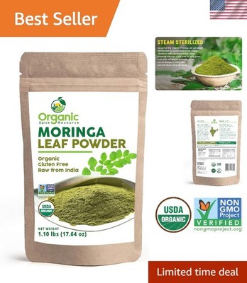 17.64 oz Organic Moringa Leaf Powder - Raw, Gluten-Free, & Halal Certified