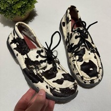 Twisted X Cow Print Lather Calf Hair Moccasins Size 6 Western Cowgirl Rodeo