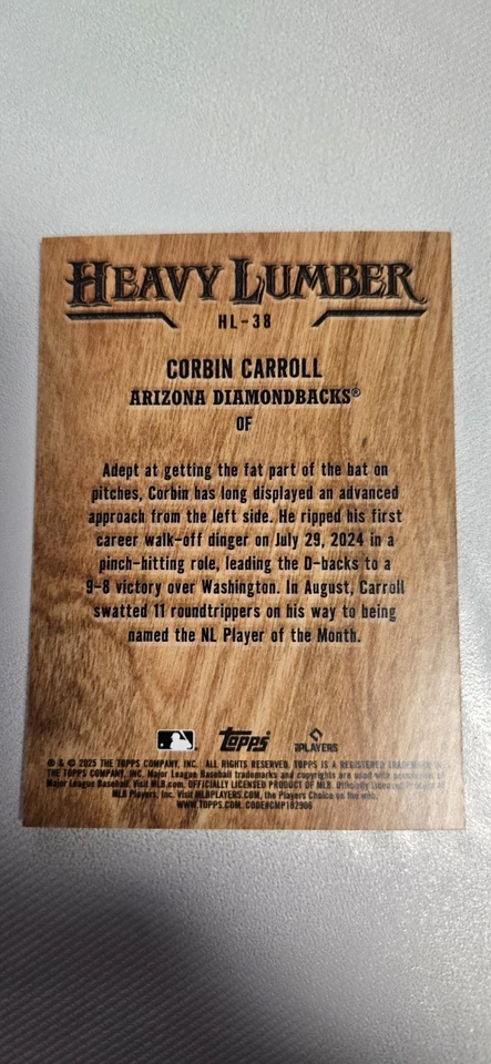 Corbin Carroll 2025 Topps Series 2 Heavy Lumber Diamondbacks #38 - Image 2 of 2