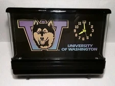 Vintage Washington Huskies Vintage 1988 Neon Clock Black Light 13x9 USA Made