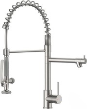 Commercial Pull Down Kitchen Sink Faucet W/ Sprayer Brushed Nickel