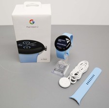 Google Pixel Watch 2 Wi-Fi 41mm Silver Aluminum Case Blue Band GA05032-US