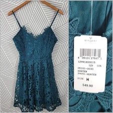 NEW Windsor Mini Dress Size Medium Juniors Prom Party Teal Green Lace Fit Flare