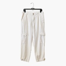 A New Day Linen Blend Pants Women's Size 12 Ivory Wide Leg Trouser High Rise