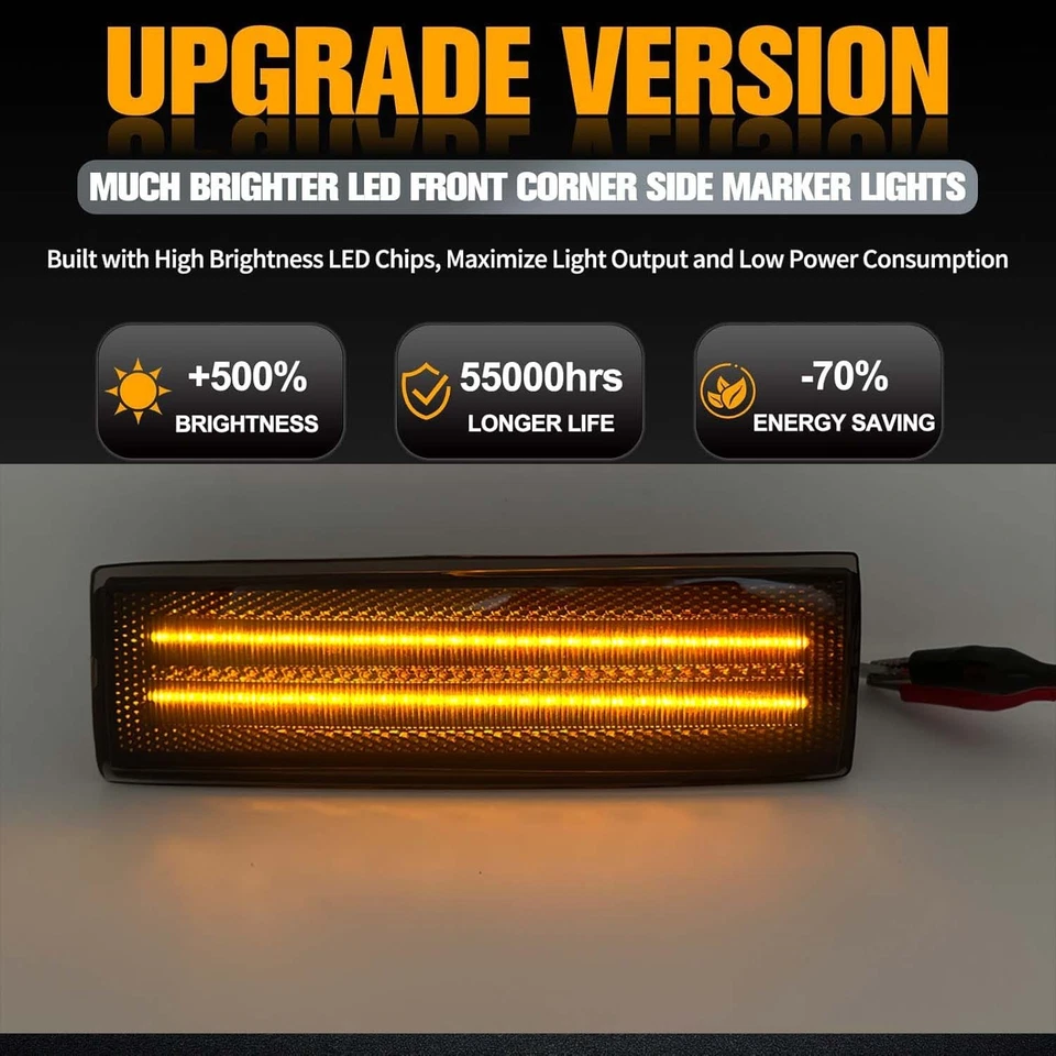 2PCS For Chevy S10 GMC Jimmy S15 Oldsmobile Smoked Amber LED Side Marker Lights Foto 3 de 4