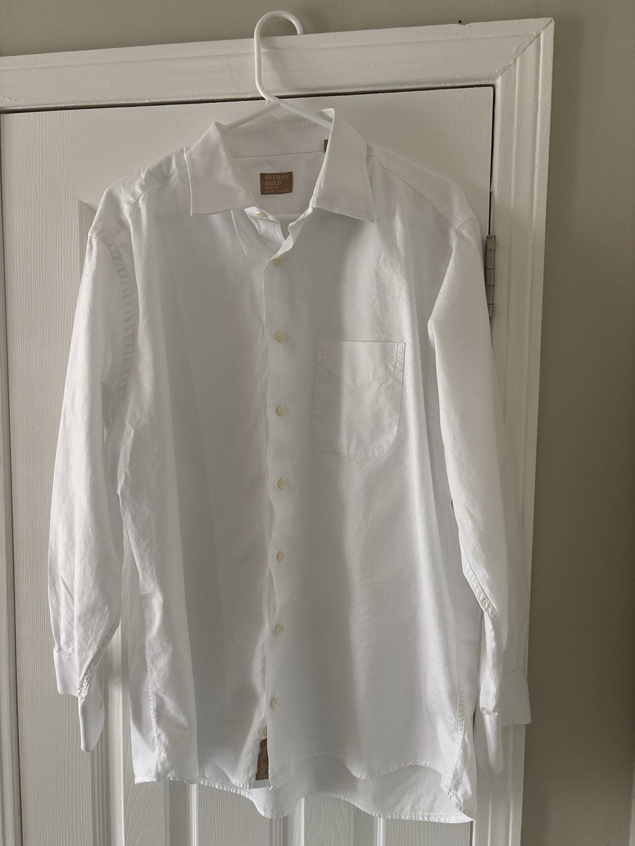 Gitman Bros Gold White Oxford Shirt Mens 17.5 34 USA Made Button Down Pocket Gitman Bros Gold White Oxford Shirt Mens 17.5 34 USA Made Button Down Pocket