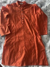 Fabindia Pakistani/Indian Kurta Boy size 10-12 Yrs, Embroidered Burnt Orange
