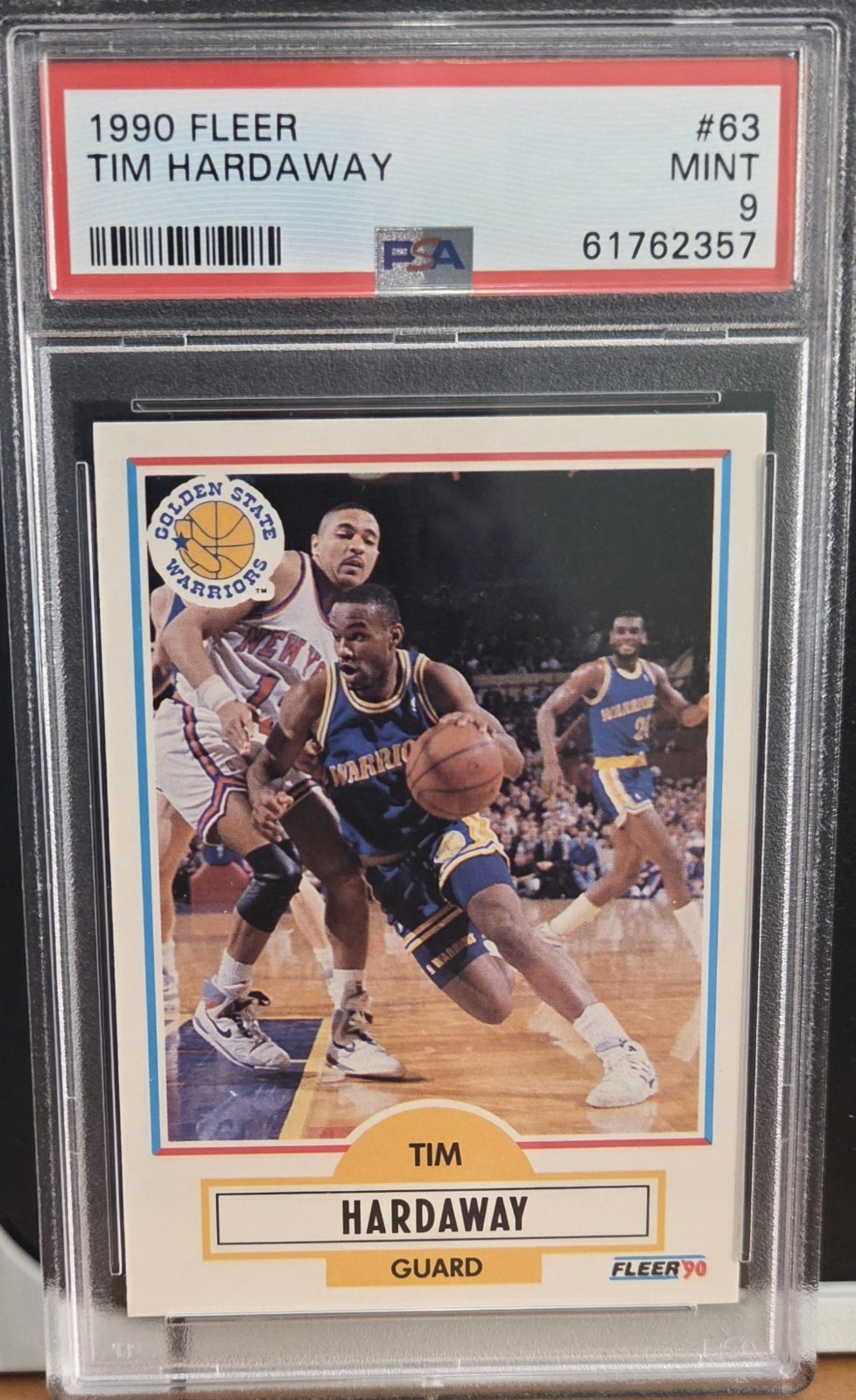 1990 FLEER TIM HARDAWAY #63 ROOKIE RC GOLDEN STATE WARRIORS HOF PSA 9 MINT