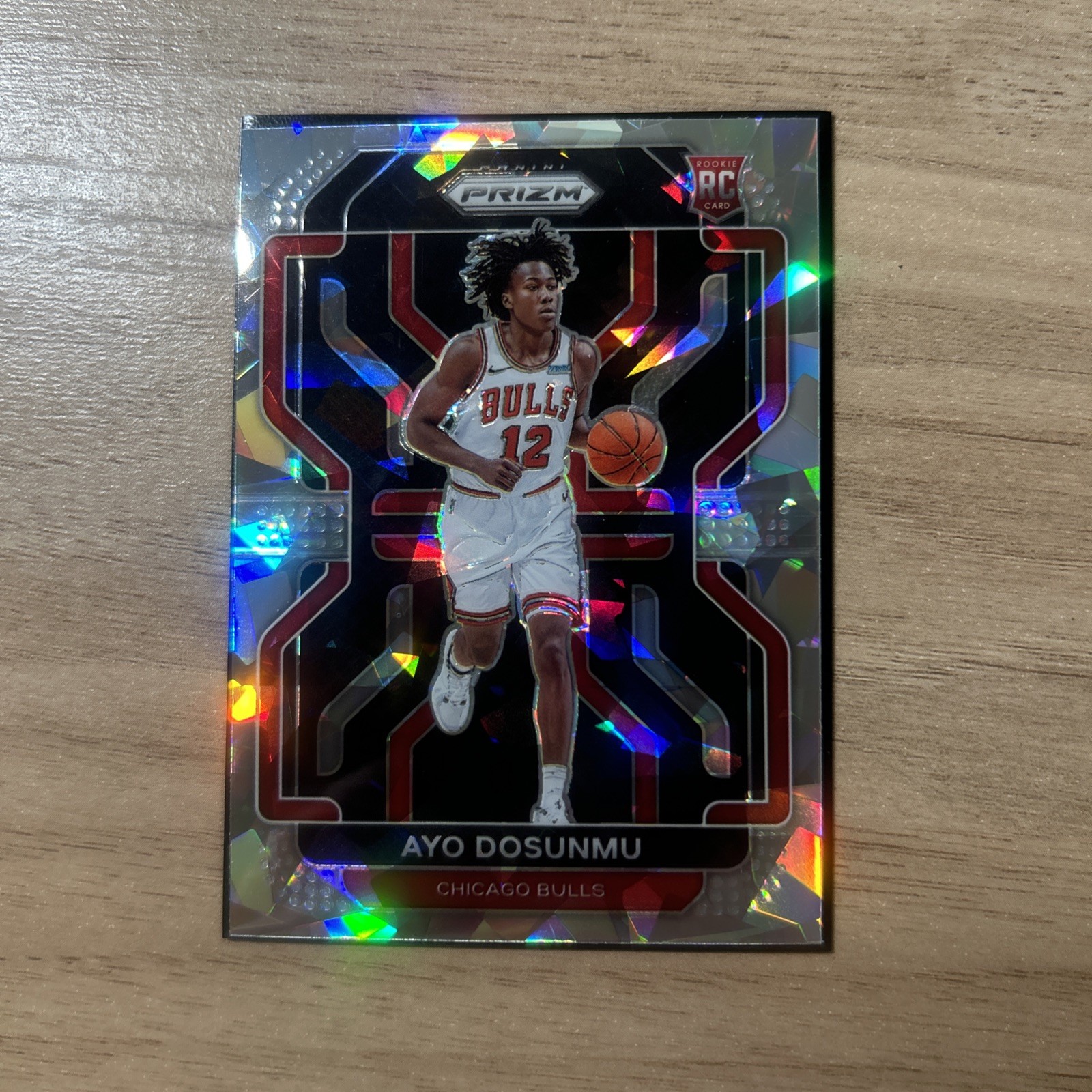 2021-22 Panini Prizm Ayo Dosunmu Cracked Ice Rookie Card RC #271 Chicago Bulls