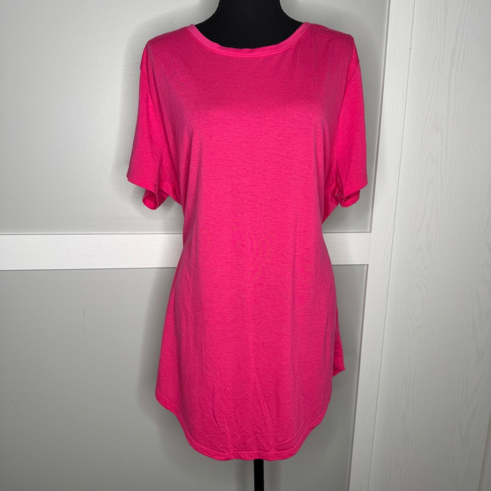 Bobbie Brooks Womens 3X Pink Short Sleeve Stretch Crew Neck T-Shirt Plus Size
