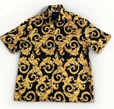 NWT $1750 VERSACE Men's Black Gold BaroccoShirt 54 (XL) 100% AUTHENTIC