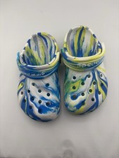 Crocs Kid's Unisex Classic Marbled Swirl Tie Dye Clog Green/Blue Size C8