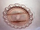 Pink Lace Edge 3 Part Relish 10.5 Inch Diameter Mint Depression Glass
