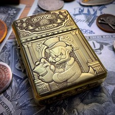 Zippo “Scrooge McDuck” Themed Engraved Brass Armor Cigarette Lighter Ebenezer