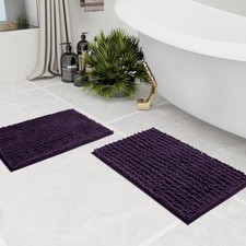 Walensee Bathroom Rug 2 Pieces Set Non 24" x 17" plus 32" x 20", Dark Purple