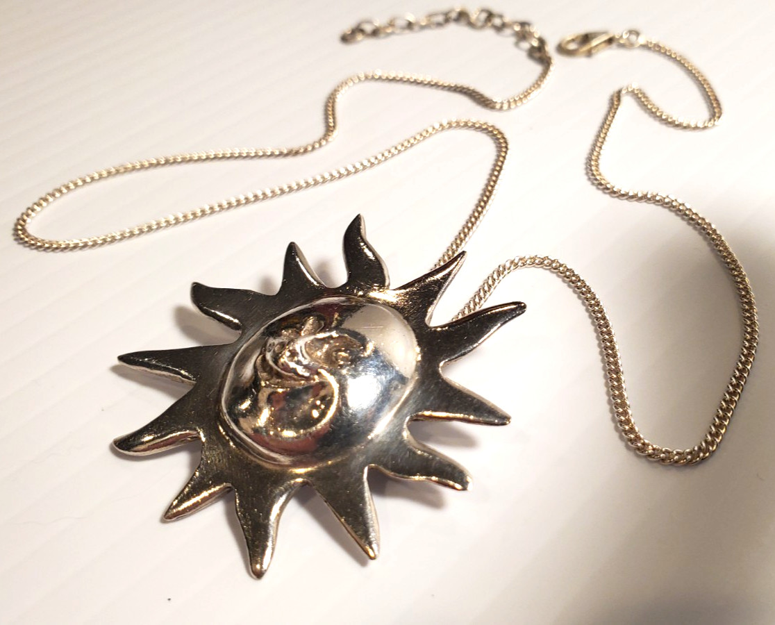 Solid Sterling Silver Sun Sunburst Combination Pe… - image 3