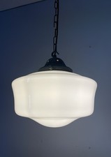 Art Deco Opaline Milk Glass School House/Chapel Pendant Ceiling Light