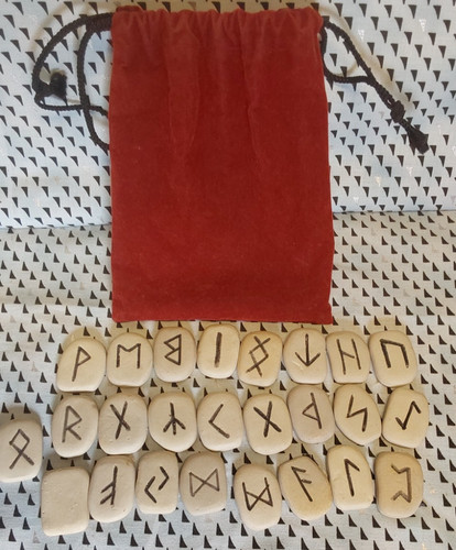 Norse Rune Tile Set of 25 Velvet Bag