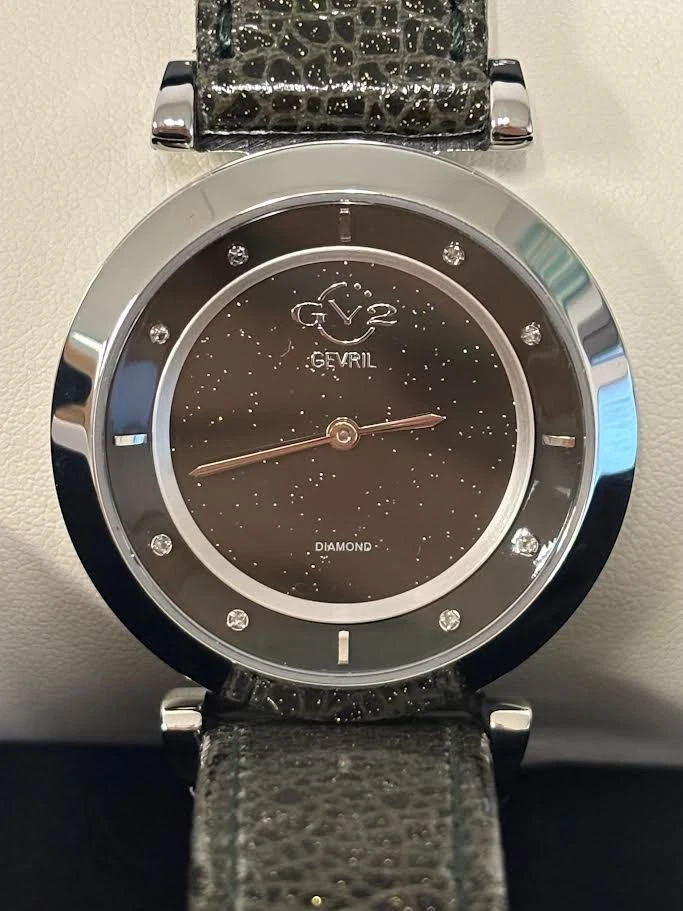 Женские кварцевые часы GV2 от Gevril 14400 Lombardy зеленый блестящий циферблат бриллиант - Изображение 4 из 4