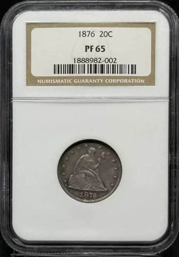 1876 Seated Liberty Twenty Cent NGC PF-65 Rainbow Toning