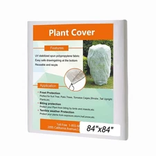 Agfabric 84x84 Zipper Plant Cover Shrub Tree Winter Frost Sun Protection