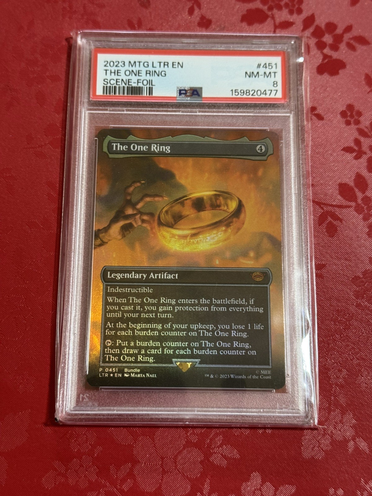 2023 Magic The Gathering Lord Of The Rings The One Ring #451 PSA 8 Scene-Foil