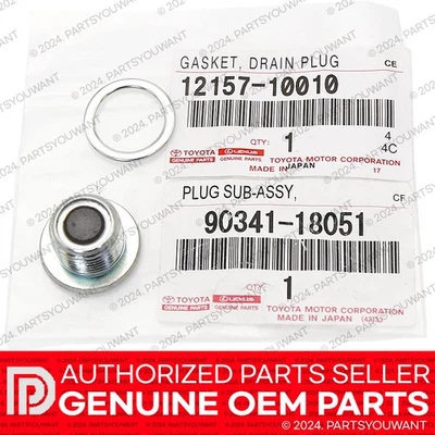 GENUINE Toyota OEM Rear Differential Drain Plug 90341-18051 + Gasket 12157-10010 - Image 1 of 4