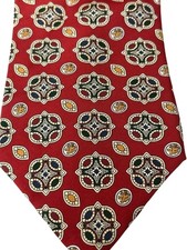 Vintage Tommy Hilfiger Red Blue Geometric Italian Silk Tie 1990s Made USA