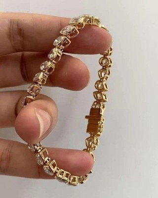 20+ Ct Treated Certified White Diamond Tennis Bracelet.925 Silver-New Style