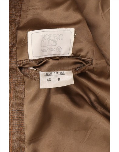 SAN REMO Womens Double Breasted Blazer Jacket IT 48 XL Brown Check AJ01 - Picture 3 of 4