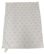 Pottery Barn Kids Plush Baby Security Blanket 30x40 Pink White Hearts Super Soft