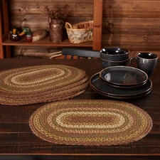 Placemats Tea Cabin Jute Rustic 12x18 Set of 6 Oval Braid Table Decor VHC Brands