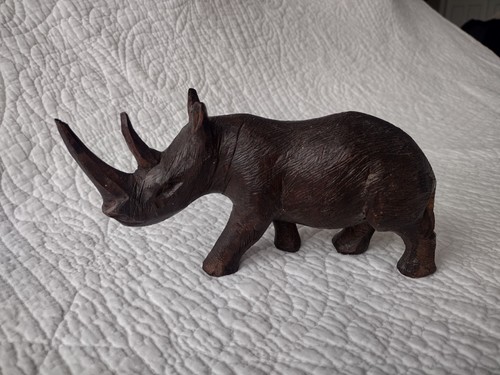 Vintage Handmade Carved Rhino Rhinoceros Animal Figurine